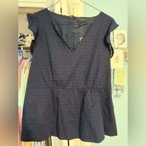 J. Crew Midnight Blue Scalloped Blouse